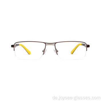 Unisex Rechteck Fashion Doppelfarbe halbe Rande ohne Metall Brille